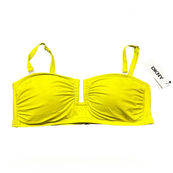 DKNY womens neon bandeau style bikini swim top size Large NWT - Picture 4 of 5